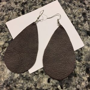 Large brown leather earrings